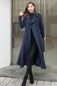 Navy Blue Long Wool Princess Coat  C2578