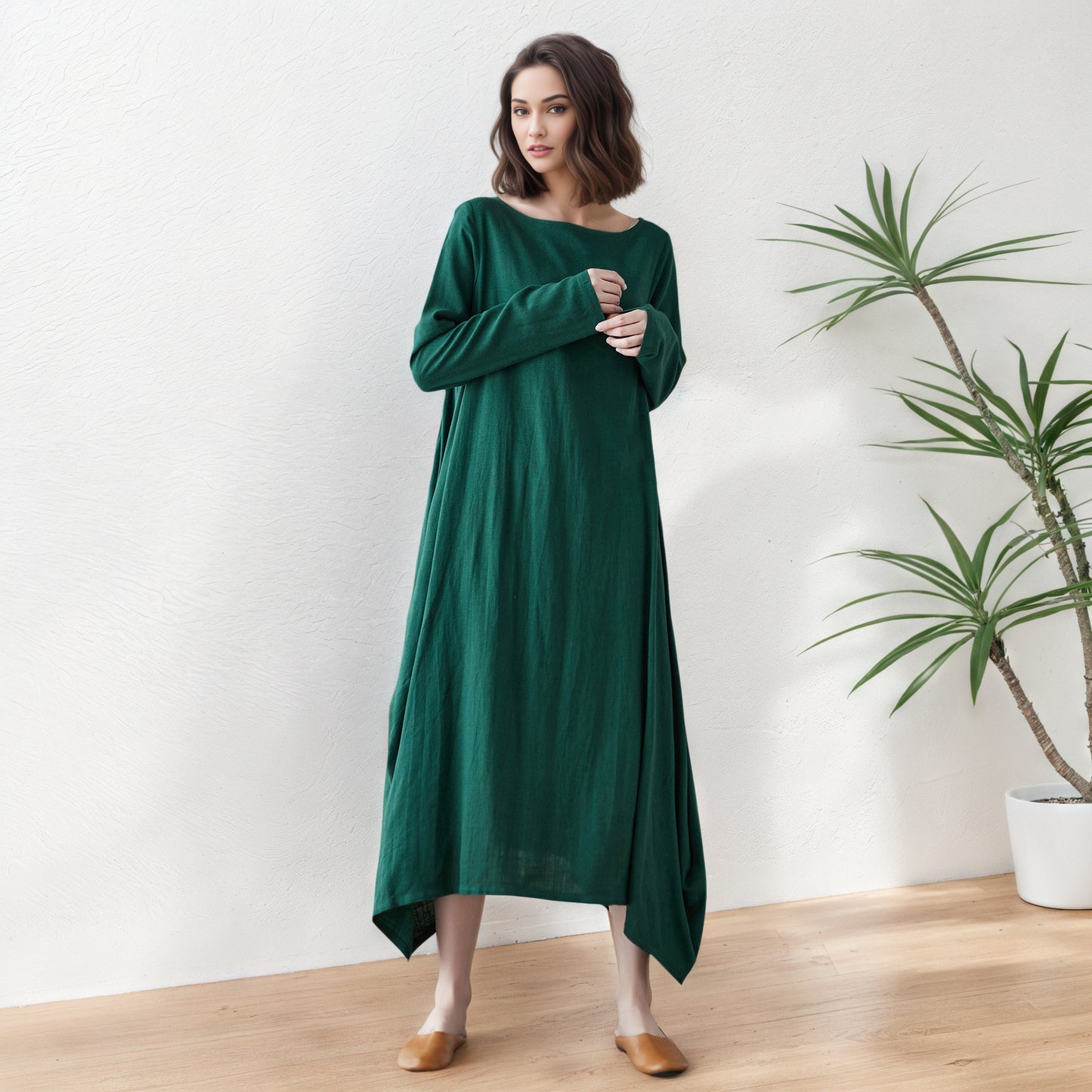 Plus Size Long Linen maxi Dres C5415