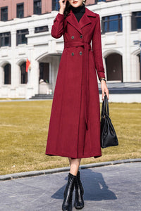 women's burgundy winter wool coat C4207