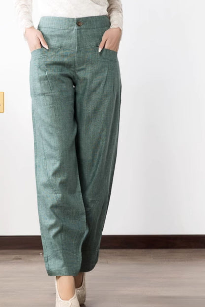Summer linen long pants women c5070