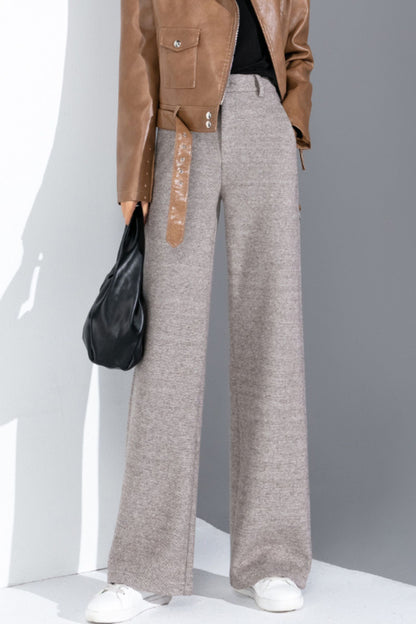 Wide leg winter long wool pants c5074