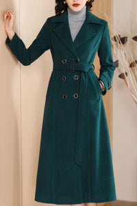 Women's Autumn and winter green plaid coat C4217
