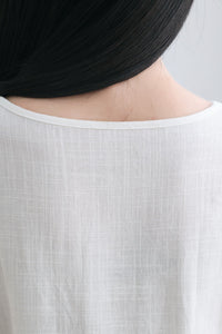 Women Short Sleeve Summer Linen Tops C2661