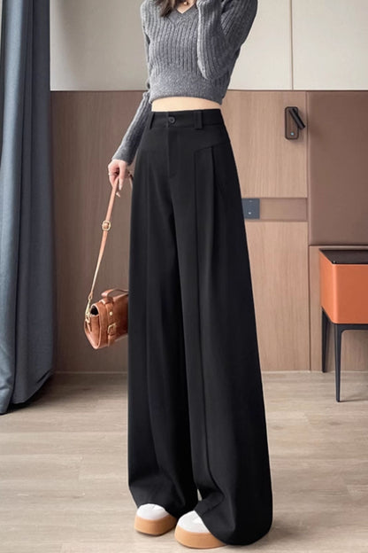 Wide leg long wool pants women C4654