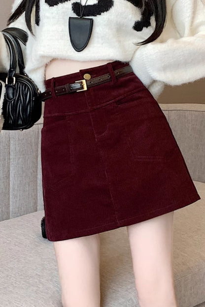 Vintage inspired short a line corduroy skirt C4637