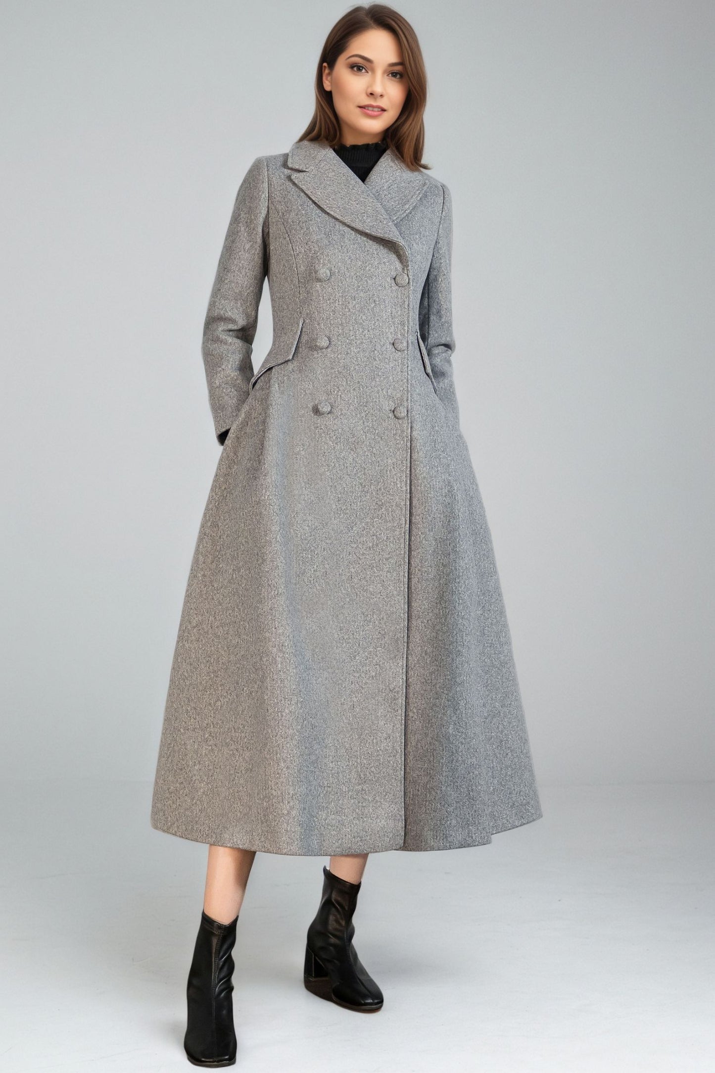 Women Vintage Inspired Long Wool Princess Coat C5132