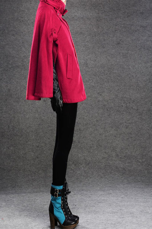 womens winter red wool  cape C135