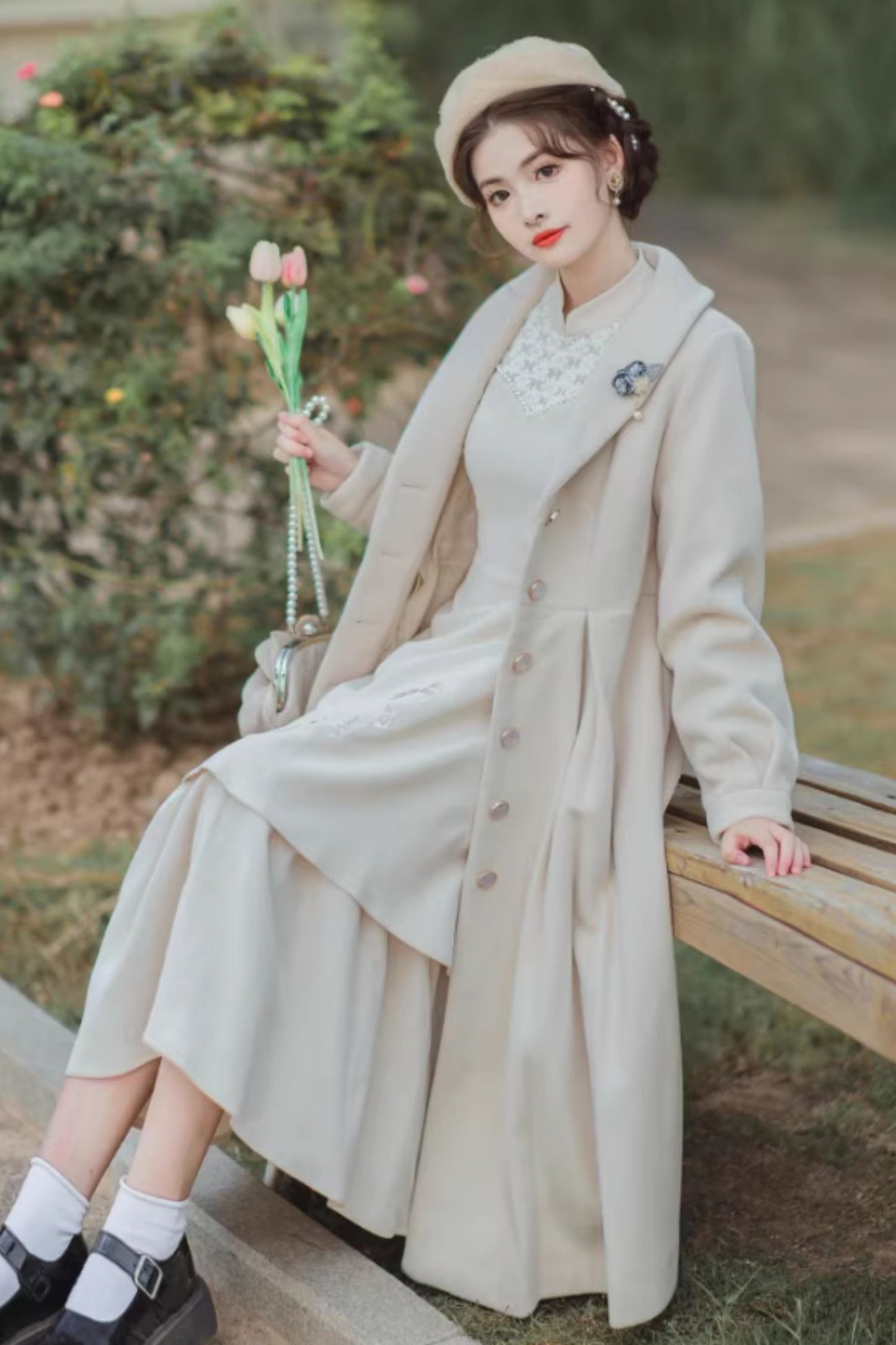 Long princess winter warm wool coat C4468