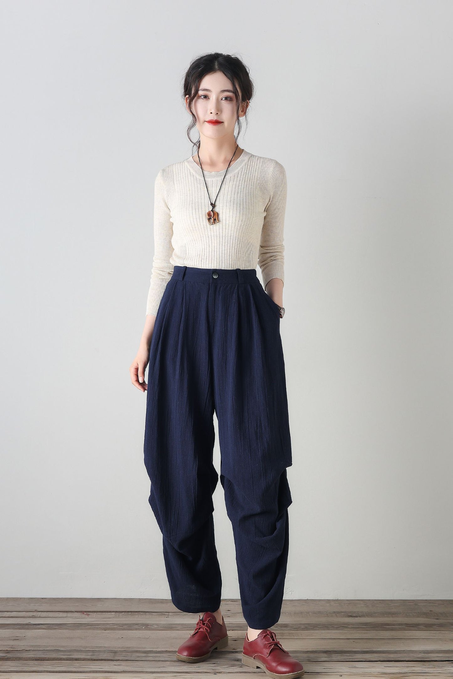 Womens wide leg Linen pants c4348