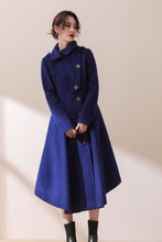 Load image into Gallery viewer, Asymmetric Hooded wool jacket coat In Blue C1780
