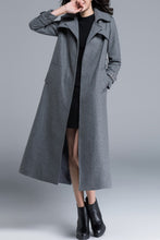 Load image into Gallery viewer, women autumn and winter waist tie long coat C4165
