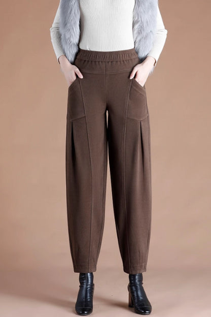 Loose fitting winter wool pants C5214