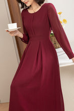 Load image into Gallery viewer, Spring and Summer Burgundy Dress C4301
