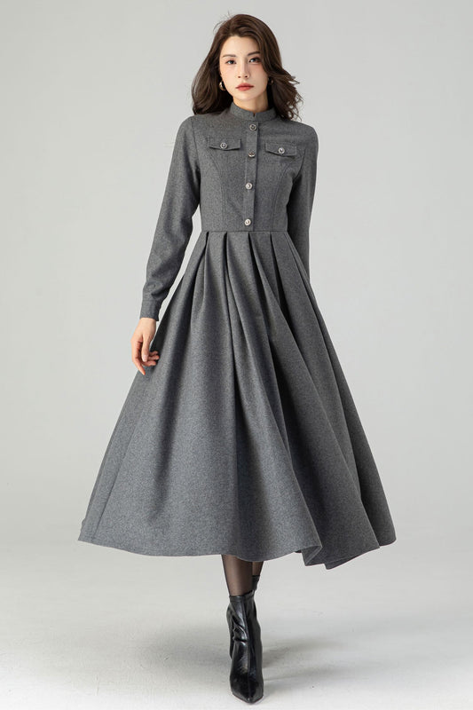 Autumn Gray Wool Dress C3611 -Size XS US2 #CK2301266