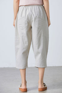 Casual linen cropped pants C1683