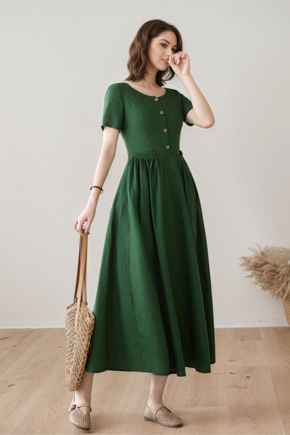 Women's Summer Swing Linen Dress C5413