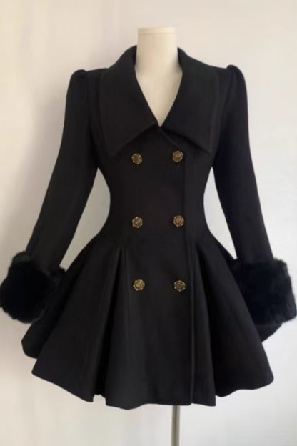 Short double breasted winter wool coat C5171