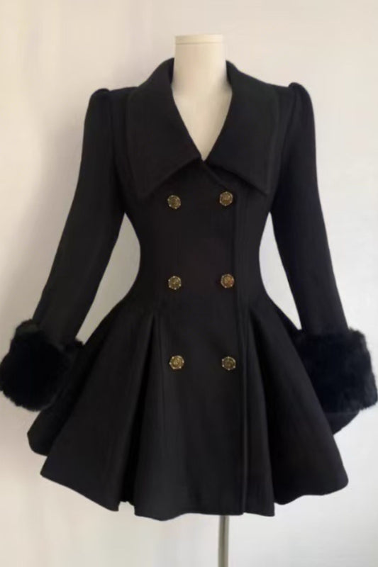 Short double breasted winter wool coat C5171