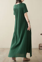 Load image into Gallery viewer, Women Loose fit Linen Short Sleeve Maxi Dress C3949
