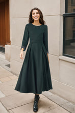 Load image into Gallery viewer, Womens Winter Green Midi Wool Dress C4325
