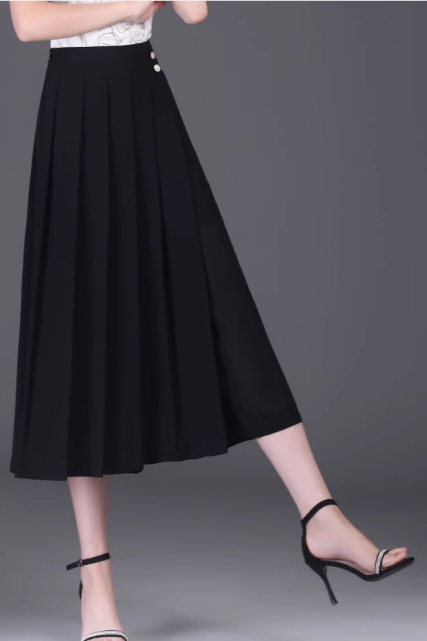 Summer irregular wide leg midi pants women C5020