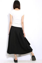 Load image into Gallery viewer, Linen maxi black summer skirt C334
