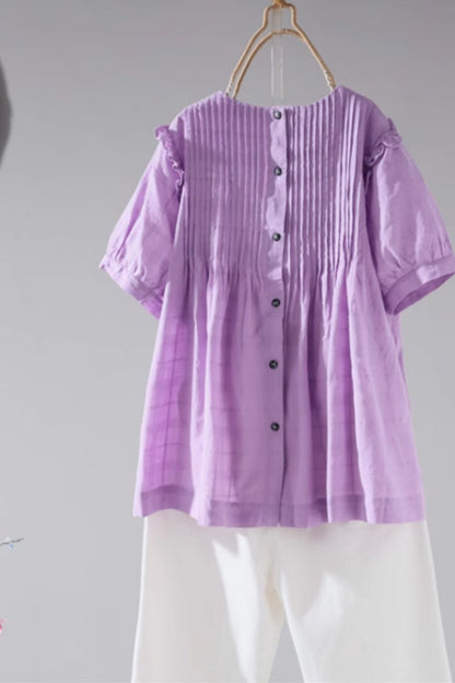 Loose fitting summer top with ruffle details C5051