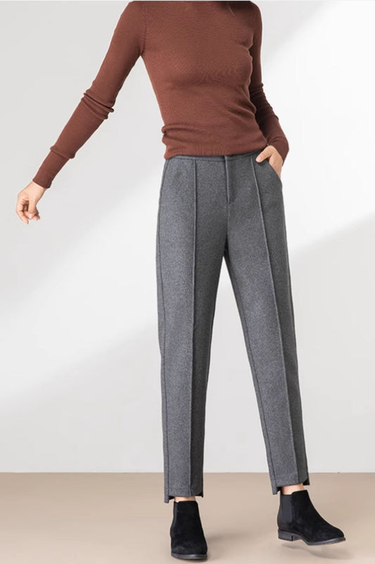 Winter tapered womens wool pants C4652