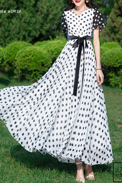 women long summer chiffon large swing  dress C3989