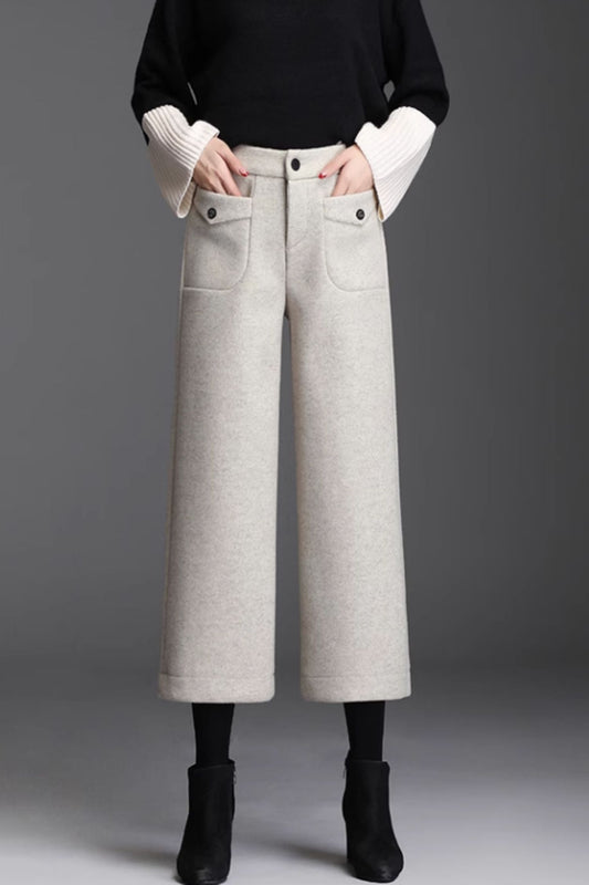 Winter wool pants with pockets for women C4665