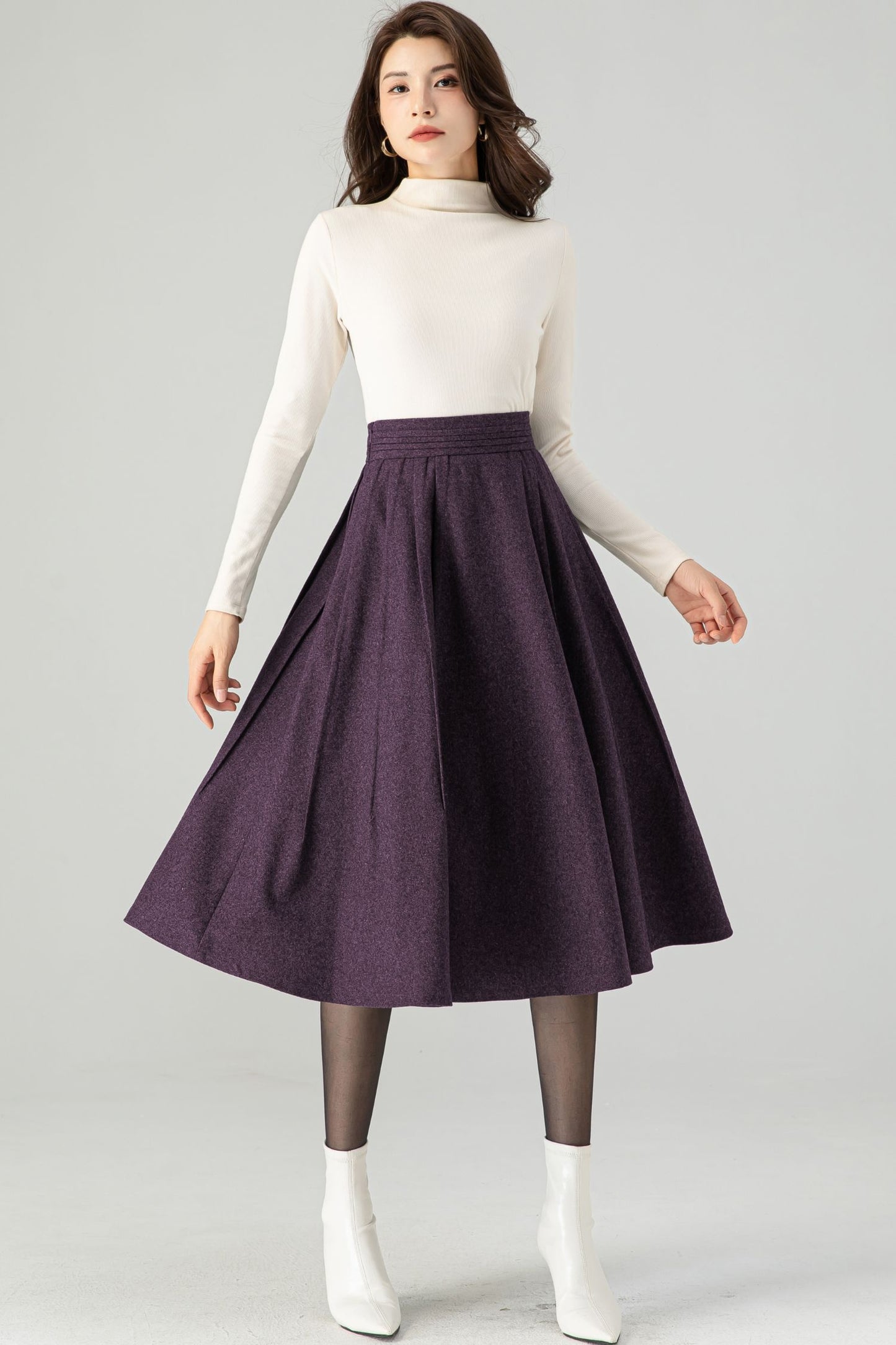 Midi Purple Wool Skirt C4520