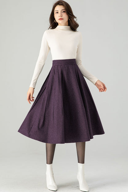 Midi Purple Wool Skirt C4520