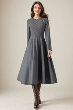 Load image into Gallery viewer, Grey Fit and Flare Wool Dress C4318
