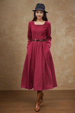 Load image into Gallery viewer, Red classic winter wool dress women C4500
