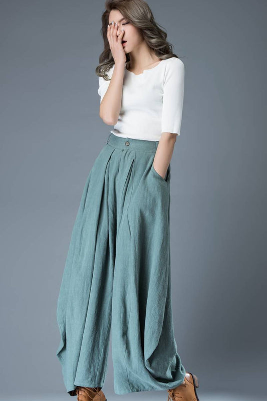 palazzo pants, Wide leg pants, linen pants woman C835