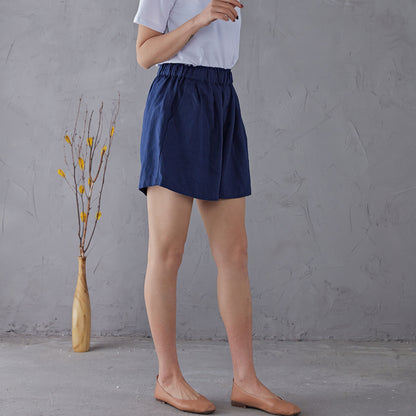 Blue High waist Linen Shorts C1906