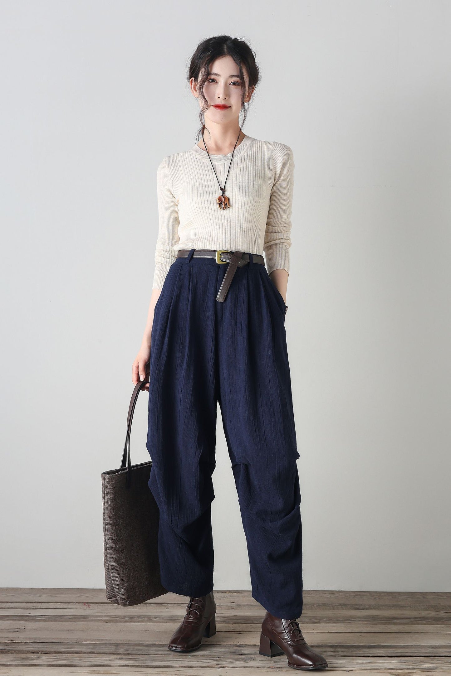 Womens wide leg Linen pants c4348