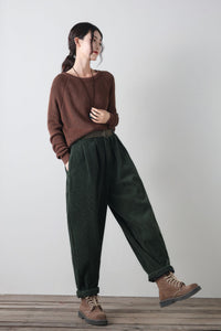 Wide leg winter corduroy pants women C4344