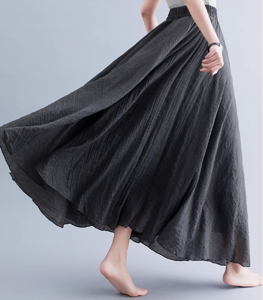 Maxi Plus size summer linen skirt women C5023-20 (gray)