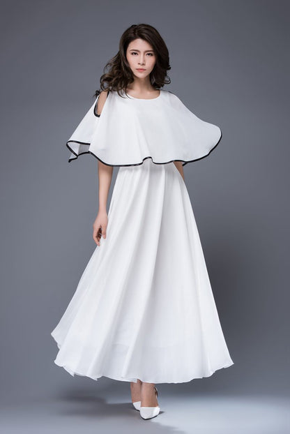 White prom summer wedding chiffon dress c874