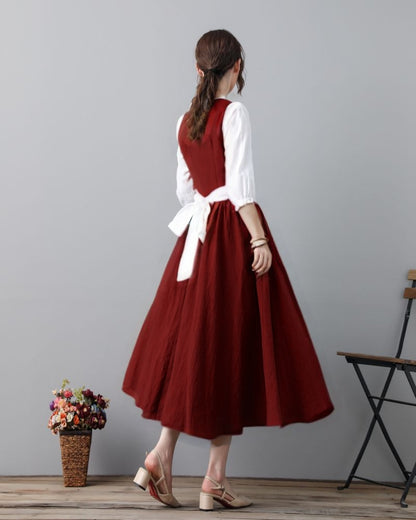 Swing Midi Princess Linen Dress C4703