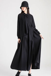 black long sleeves shirt dress women autumn C3501
