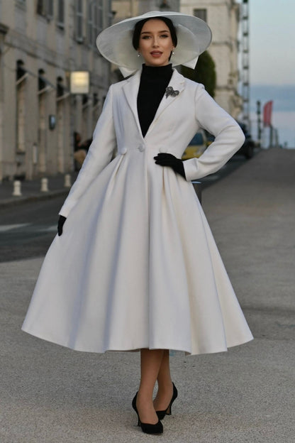 White Wedding Maxi Wool Coat C5300
