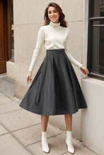 Load image into Gallery viewer, Midi Grey Winter Wool Skirt C4322
