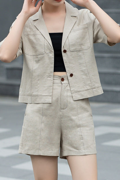 Natural Urban linen shorts women c4842