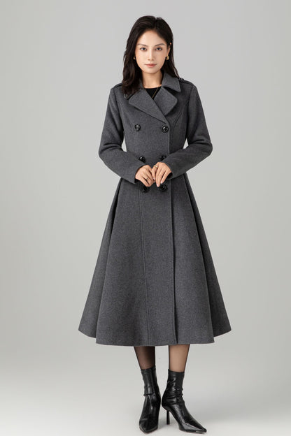 Double Breasted Maxi Wool Coat C5268