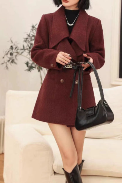 Double breasted winter wool coat women C5299