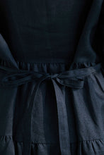 Load image into Gallery viewer, blue linen midi pleated spring casual dress with pockets C2782
