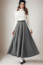 Load image into Gallery viewer, Long Grey Wool Warm Winter Skirt C4264
