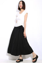 Load image into Gallery viewer, Linen maxi black summer skirt C334
